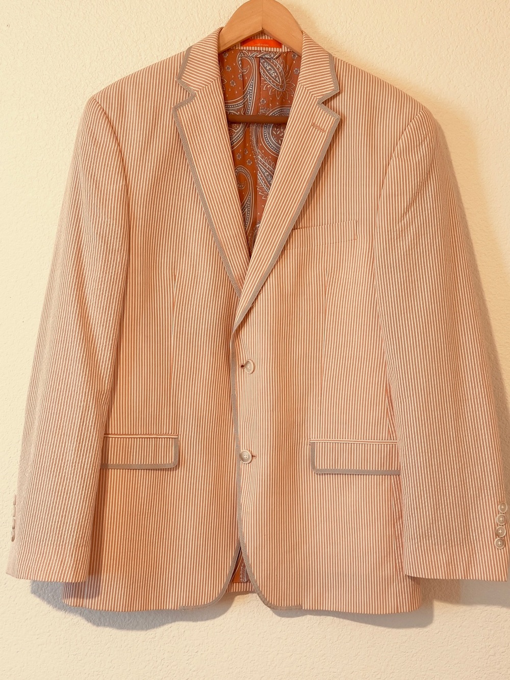 Tallia Orange Men's Cotton Striped Blazer Size 40R